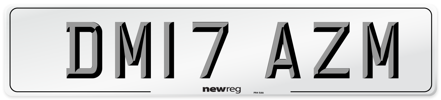 DM17 AZM Number Plate from New Reg